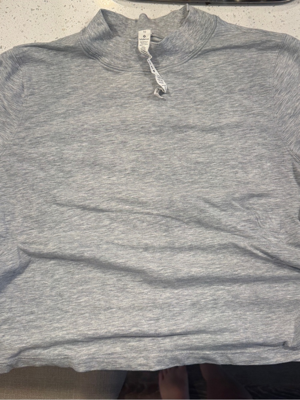 lululemon athletica Heather Gray Short Sleeve Mock Neck Top